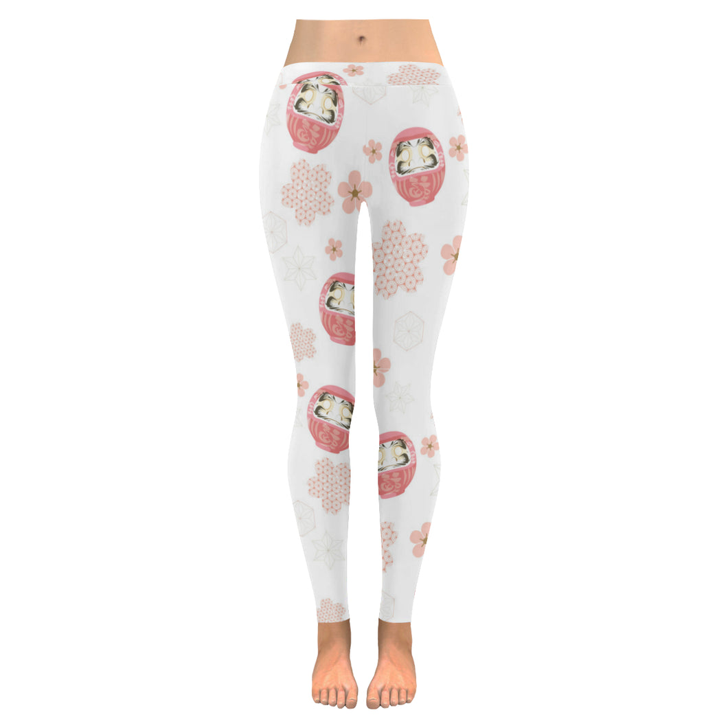 Daruma japanese wooden doll cherry blossom flower Women's Legging Fulfilled In US