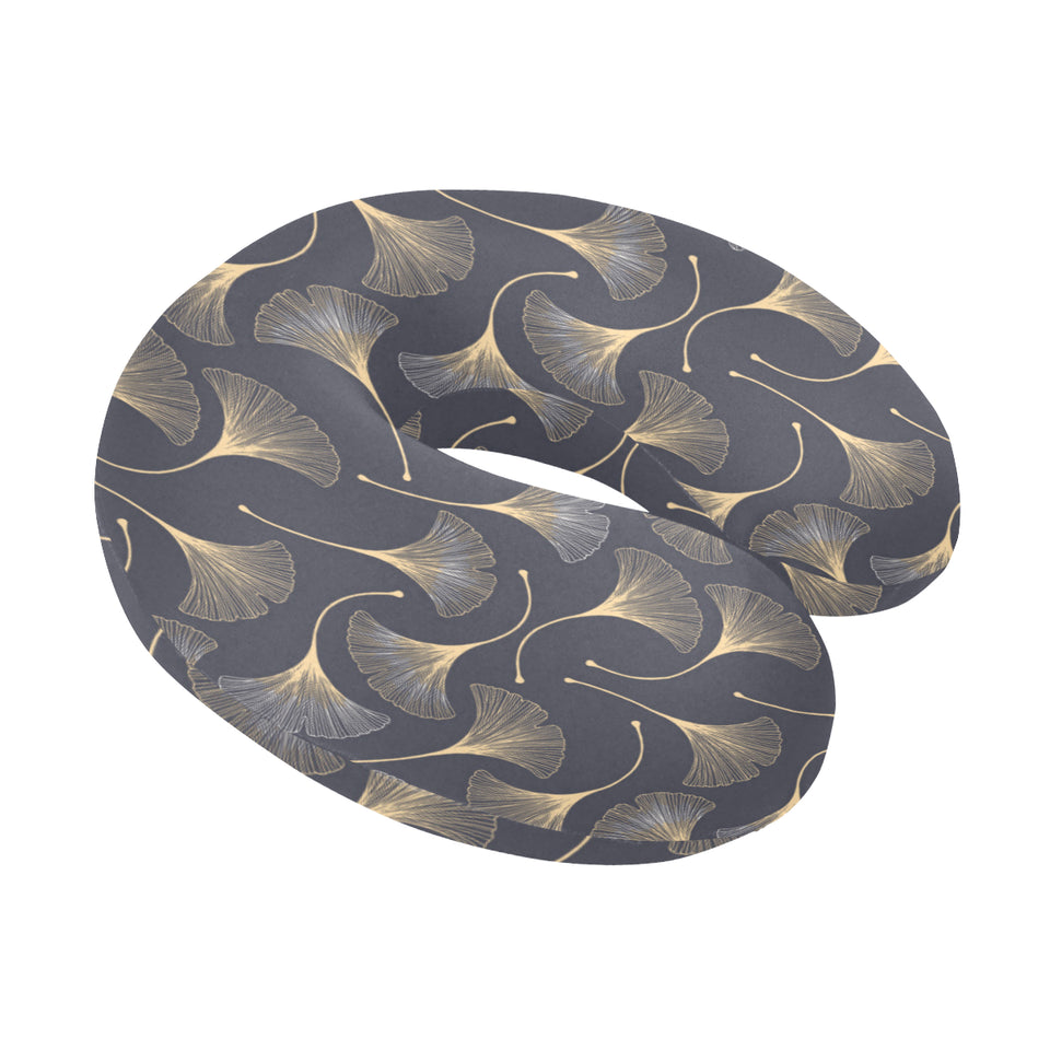 Gold ginkgo leaves U-Shaped Travel Neck Pillow