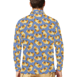 Guinea Pig Pattern Print Design 02 Men's Long Sleeve Polo Shirt