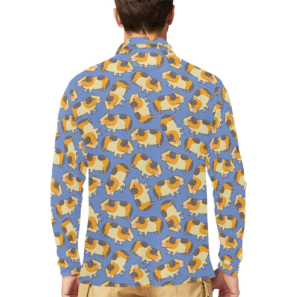 Guinea Pig Pattern Print Design 02 Men's Long Sleeve Polo Shirt