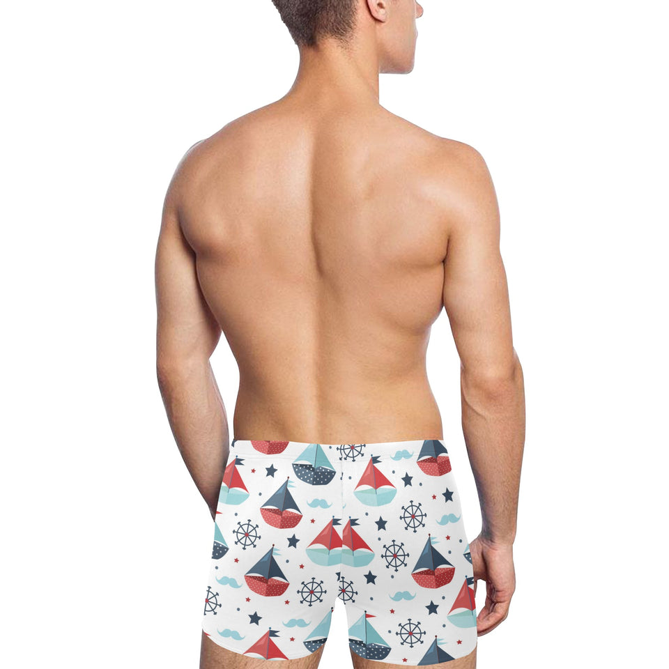 Cute color paper sailboat pattern Men's Swimming Trunks