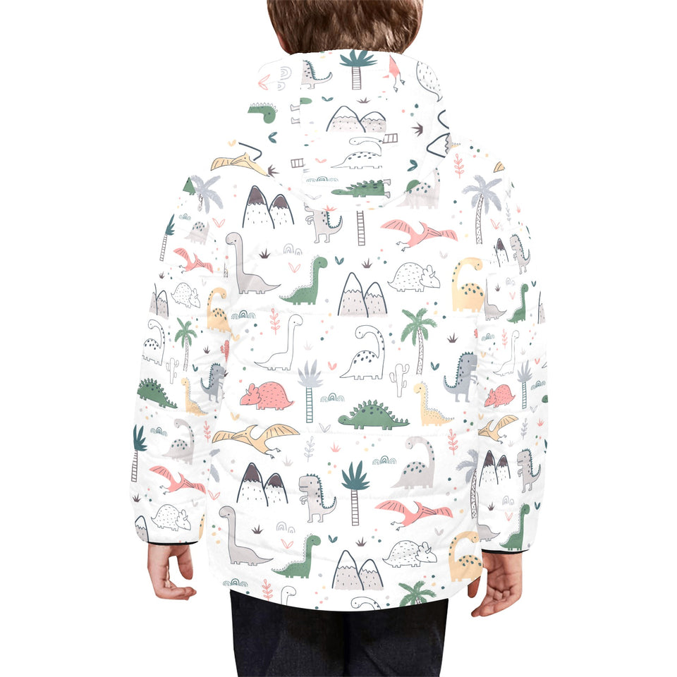 Cute cartoon dinosaurs tree pattern Kids' Boys' Girls' Padded Hooded Jacket