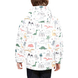 Cute cartoon dinosaurs tree pattern Kids' Boys' Girls' Padded Hooded Jacket