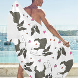 Boston terrier dog hearts vector pattern Beach Towel