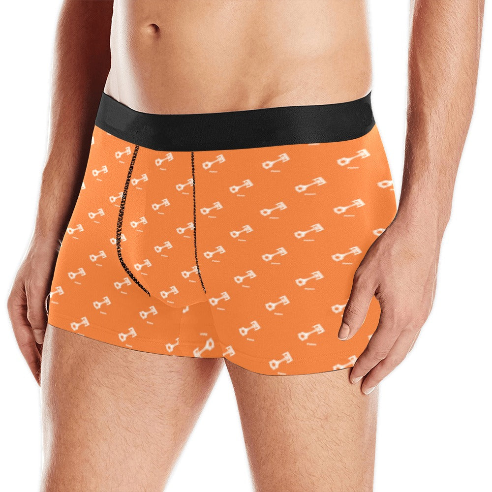 Engine Piston Orange Background Pattern Design 05 Men's All Over Print Boxer Briefs Men's Underwear