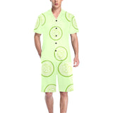 Cucumber pattern Men's V-Neck Short Pajama Set