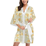 Cute fat shiba inu dog pattern Women's Short Kimono Robe