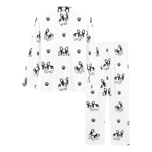 Cute french bulldog paw pattern Women's Long Pajama Set
