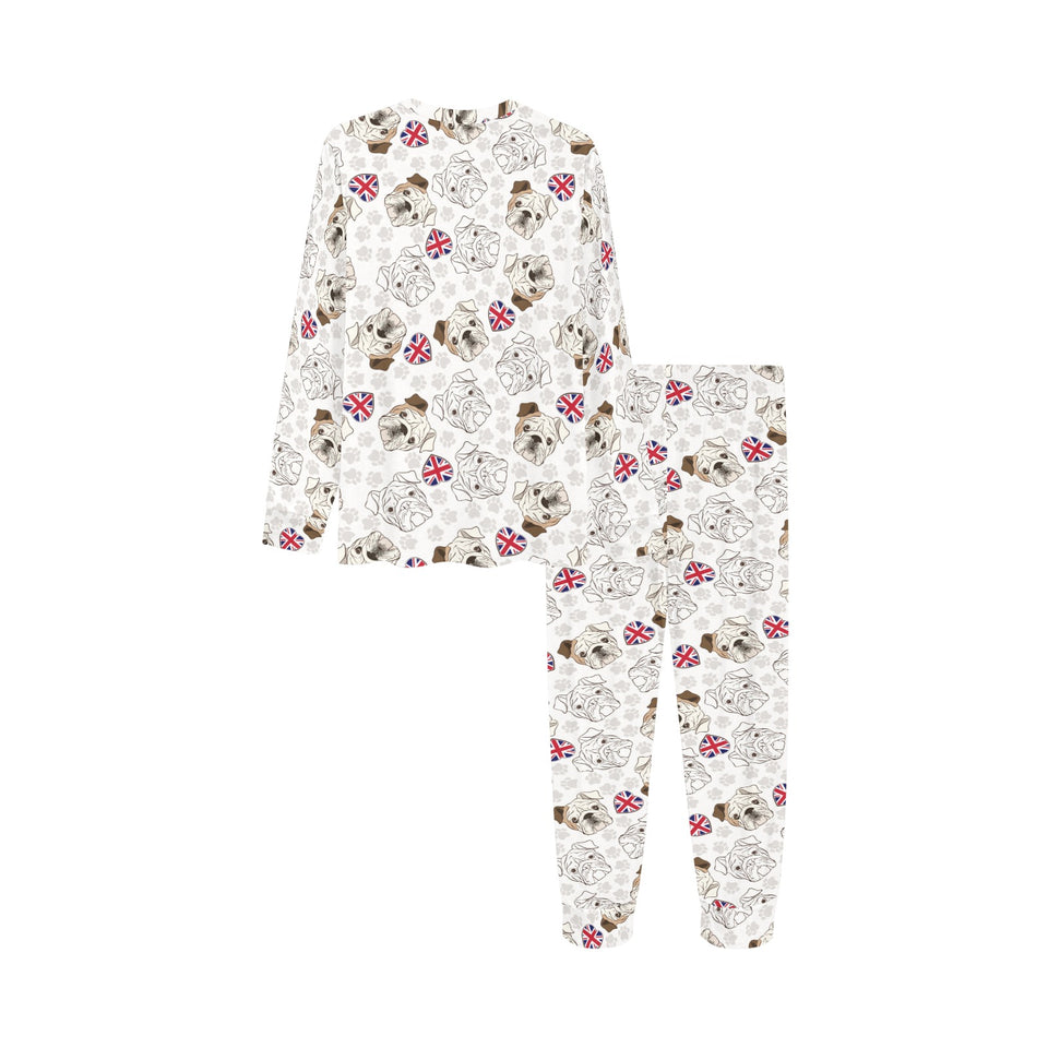 English Bulldog Pattern Print Design 01 Kids' Boys' Girls' All Over Print Pajama Set