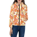Orange yellow orchid flower pattern background Women's Padded Hooded Jacket