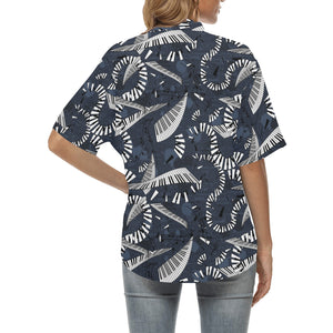 Piano Pattern Print Design 02 Women's All Over Print Hawaiian Shirt