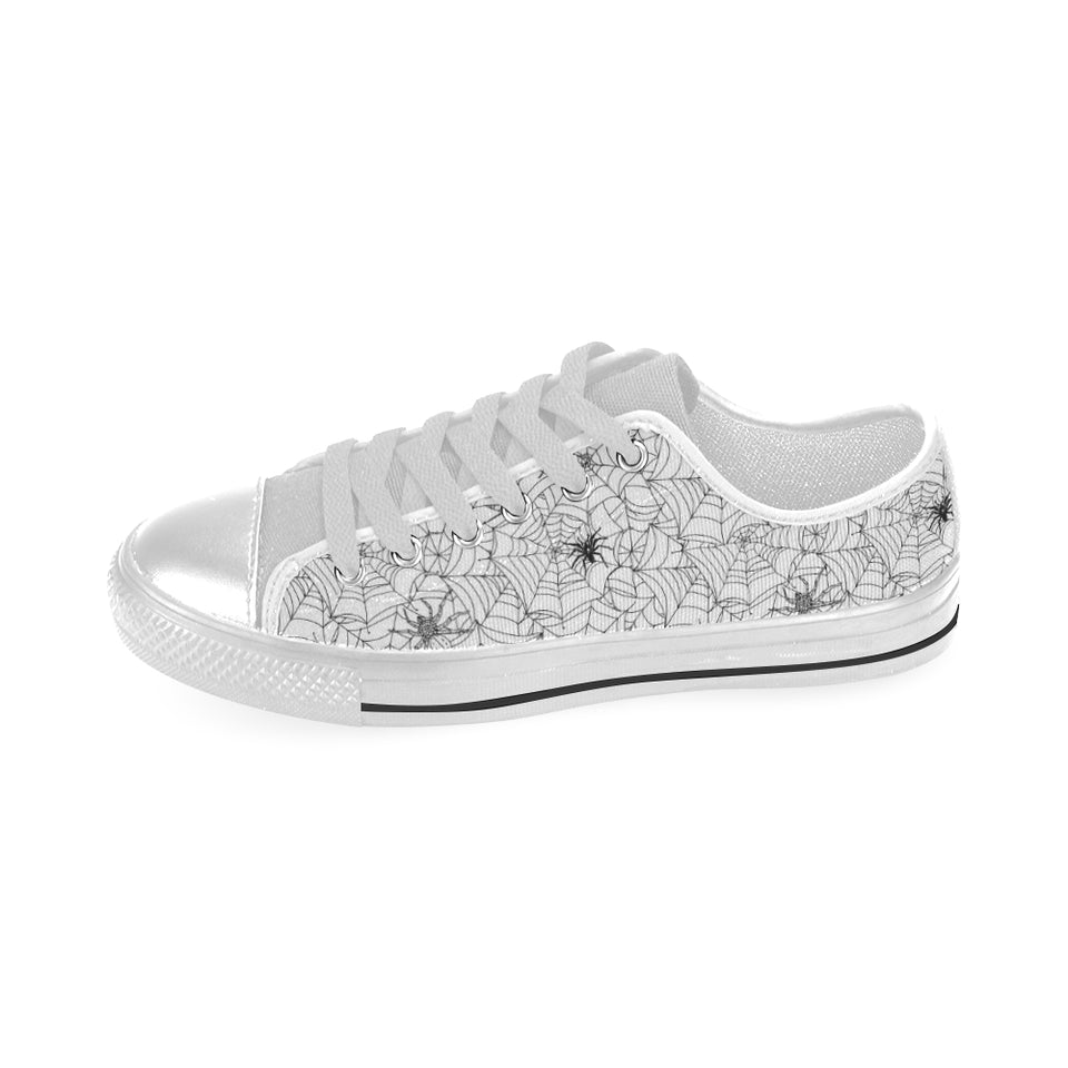 Spider web cobweb pattern Men's Low Top Shoes White