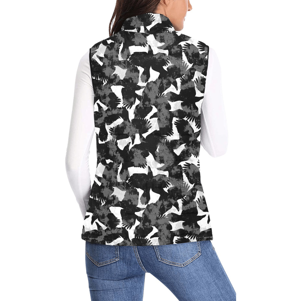 Crow illustration pattern Women's Padded Vest