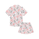 Cute panda ballon heart pattern Kids' Boys' Girls' V-Neck Short Pajama Set