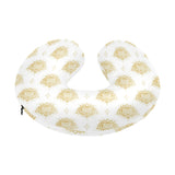 Gold Ornamental lotue waterlily symbol pattern U-Shaped Travel Neck Pillow