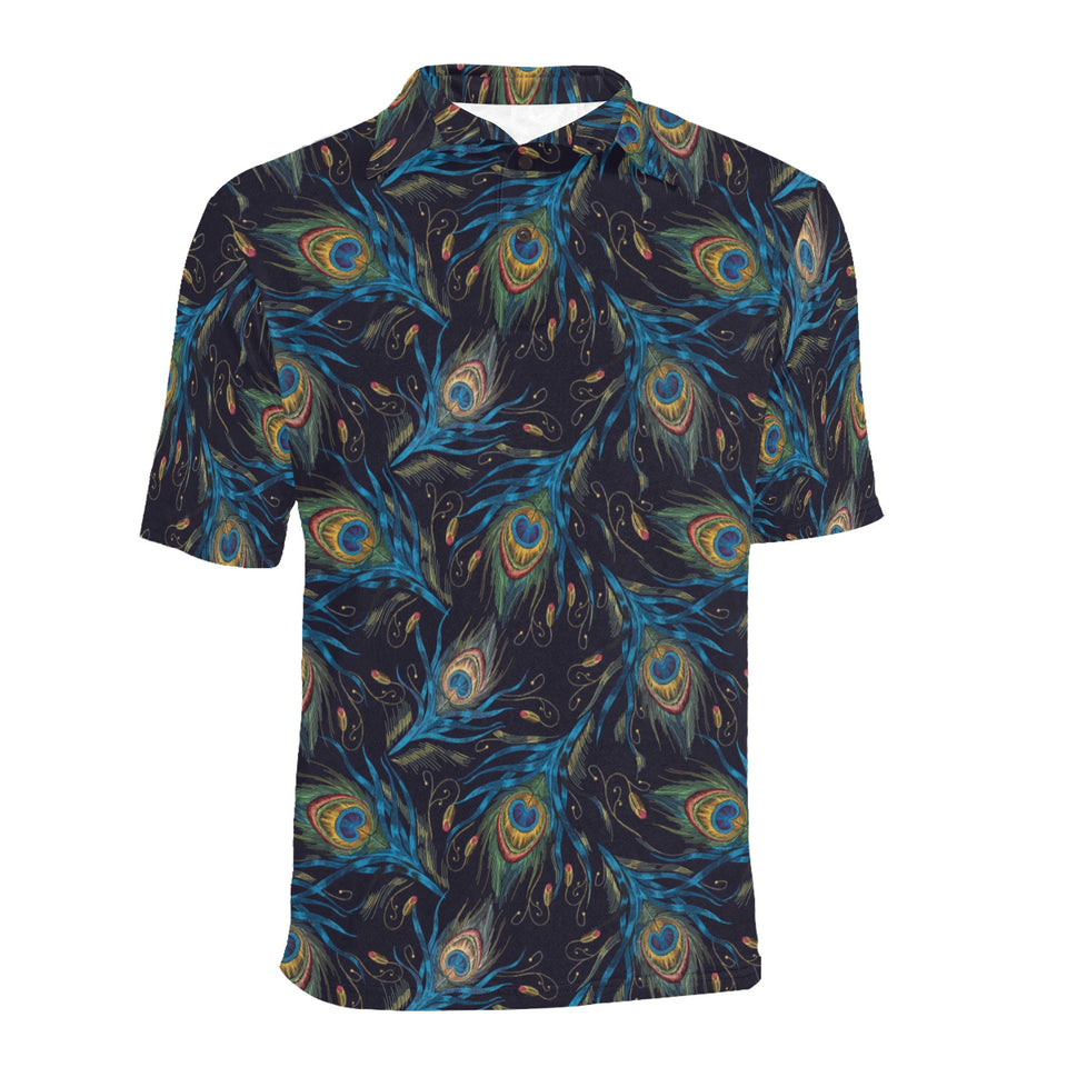 Beautiful peacock feather pattern Men's All Over Print Polo Shirt