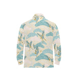 Bonsai bamboo stork japanese pattern cream theme Men's Long Sleeve Polo Shirt