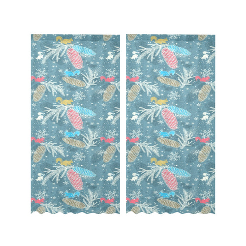 Squirrel Pattern Print Design 01 Gauze Curtain