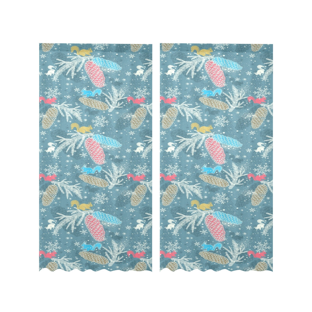 Squirrel Pattern Print Design 01 Gauze Curtain