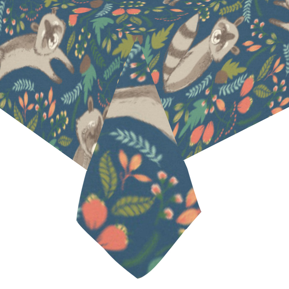 Raccoon tropical leaves pattern Tablecloth