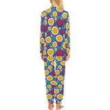 Passion fruit blue background Women's All Over Print Pajama Set