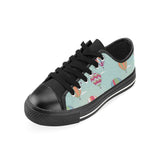 Hot Air Balloon design Pattern Men's Low Top Canvas Shoes Black