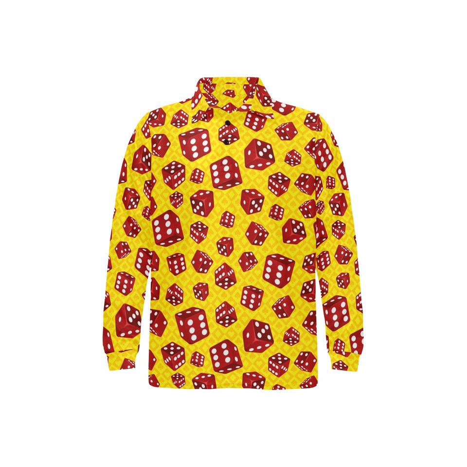 Dice Pattern Print Design 04 Men's Long Sleeve Polo Shirt