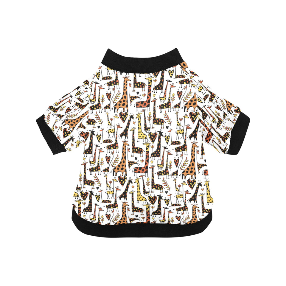 Giraffe Pattern Print Design 05 All Over Print Pet Dog Round Neck Fuzzy Shirt