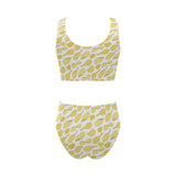 Potato Chips Pattern Print Design 02 Chest Bowknot High Waisted Bikini Swimsuit