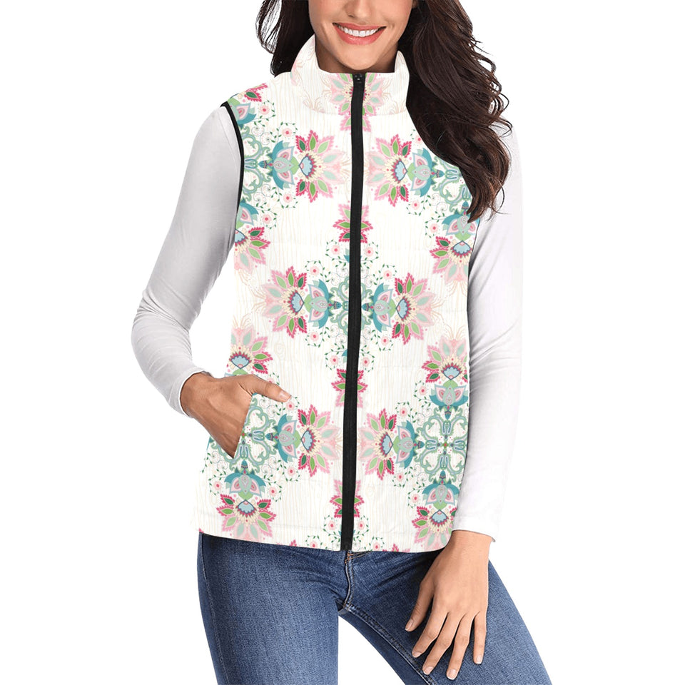 Square floral indian flower pattern Women's Padded Vest