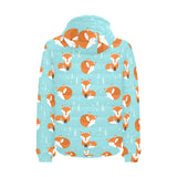 Fox pattern blue b ackground Men's Padded Hooded Jacket