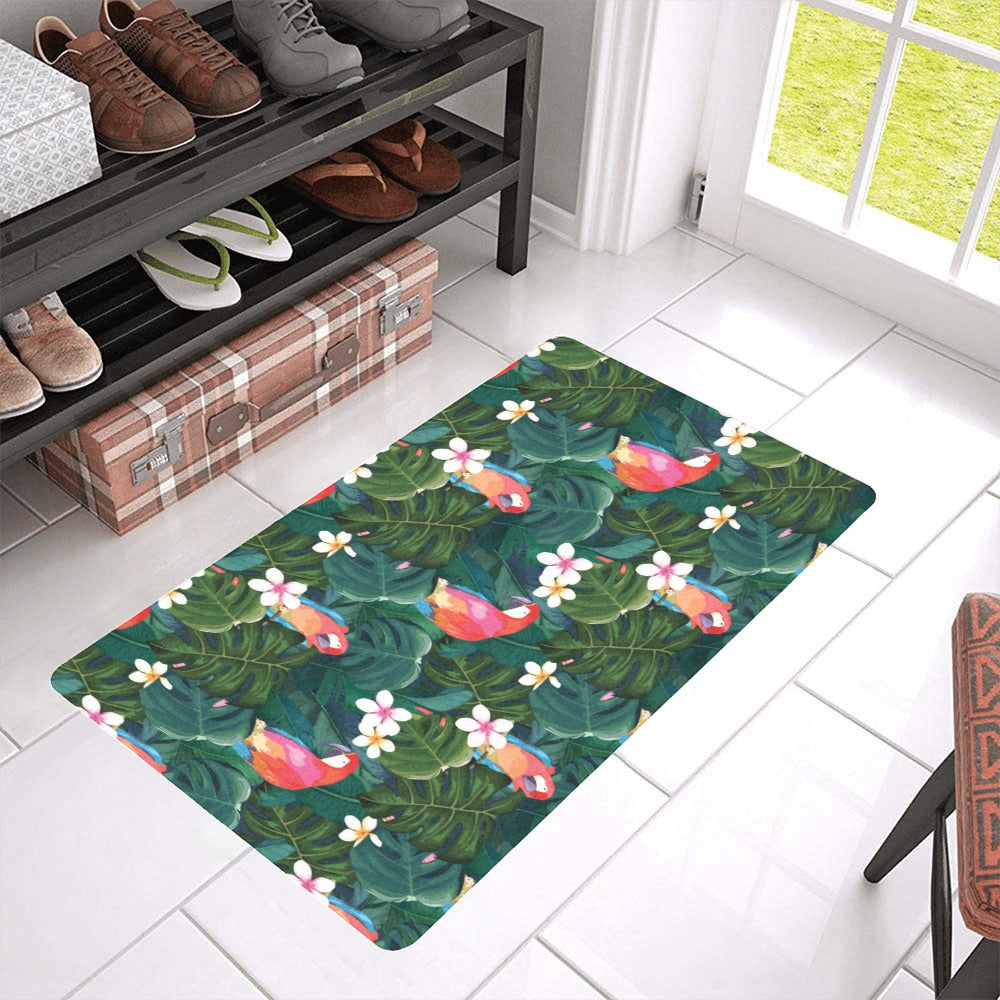 Parrot Palm tree leaves flower hibiscus pattern Doormat