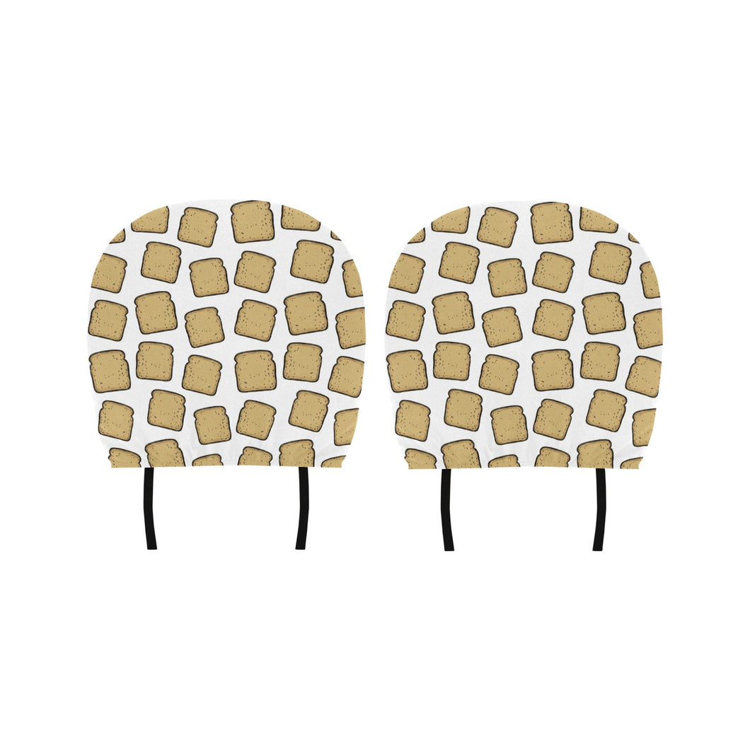 Bread Toast Pattern Print Design 03 Car Headrest Cover