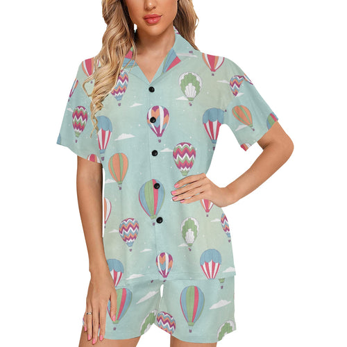 Hot Air Balloon design Pattern Women's V-Neck Short Pajama Set