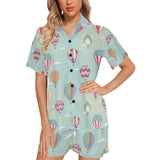 Hot Air Balloon design Pattern Women's V-Neck Short Pajama Set