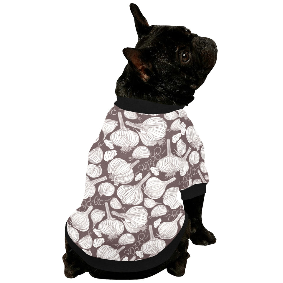Garlic bulb dark background All Over Print Pet Dog Round Neck Fuzzy Shirt