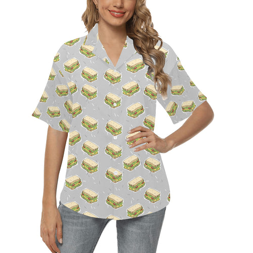 Sandwich Pattern Print Design 05 Women's All Over Print Hawaiian Shirt