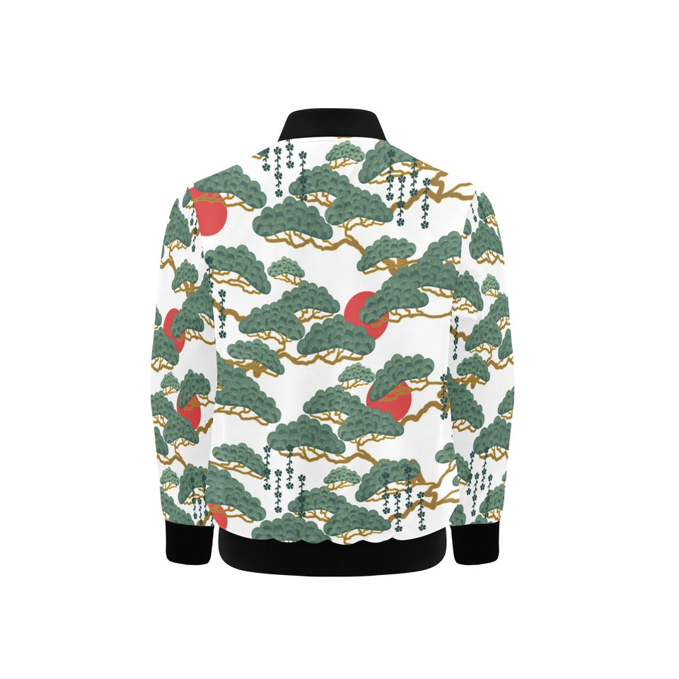 Bonsai red sun japanese pattern Kids' Boys' Girls' Bomber Jacket