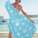 Snowflake pattern blue background Beach Towel
