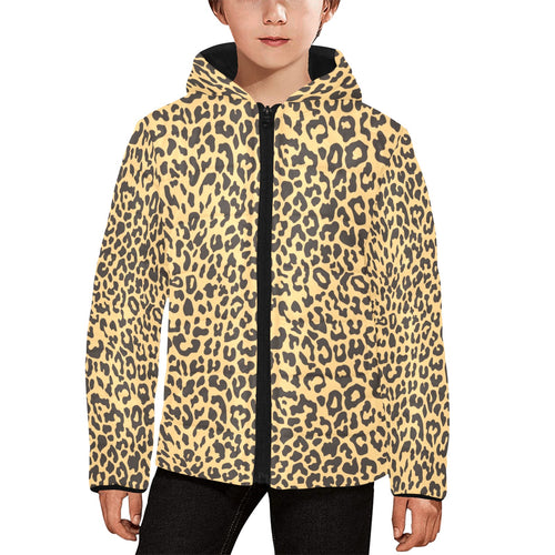 Leopard skin print Kids' Boys' Girls' Padded Hooded Jacket