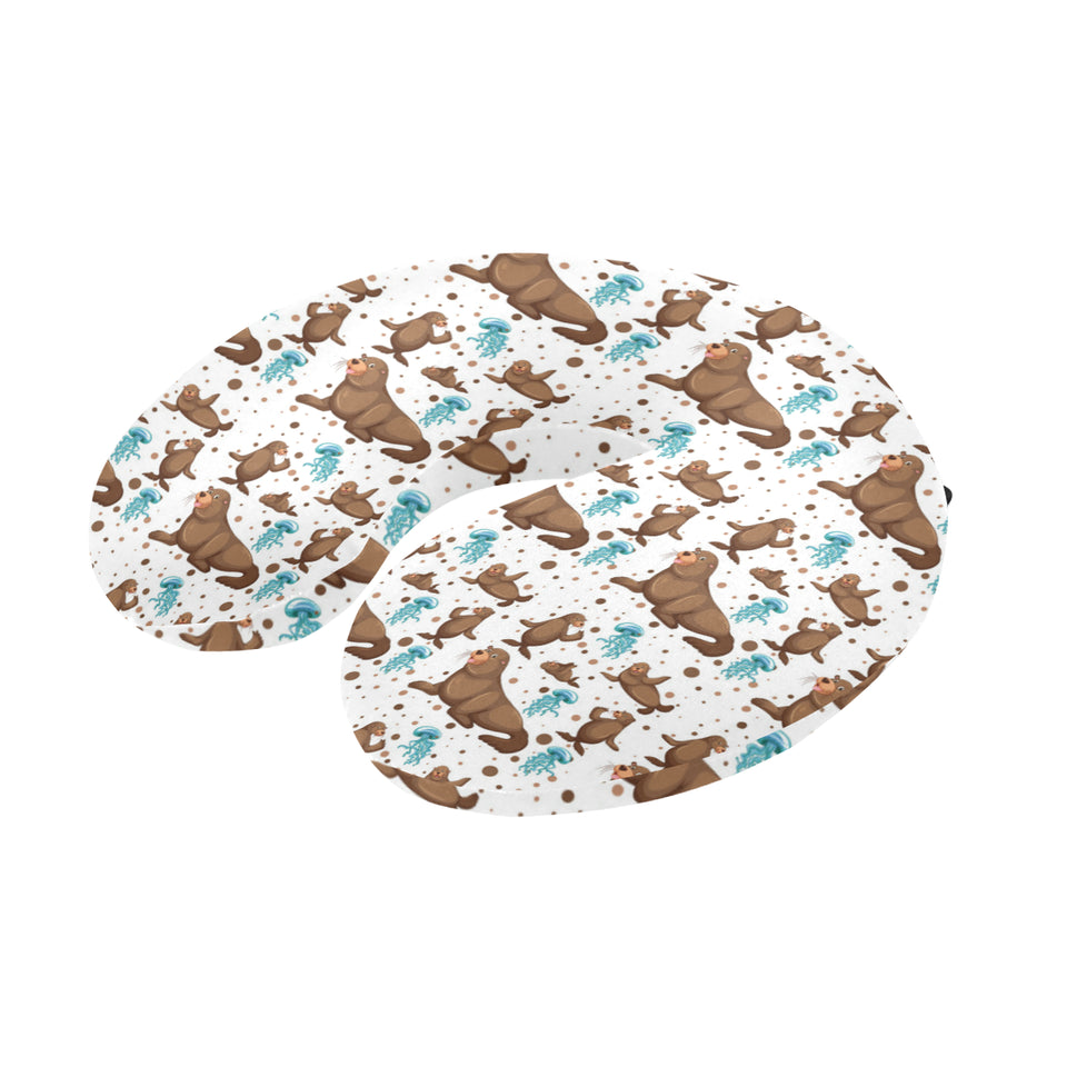 sea lion Seals jellyfish pattern U-Shaped Travel Neck Pillow