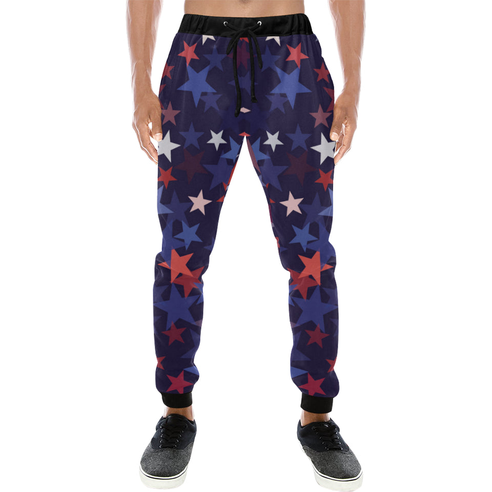 Red blue star pattern Unisex Casual Sweatpants