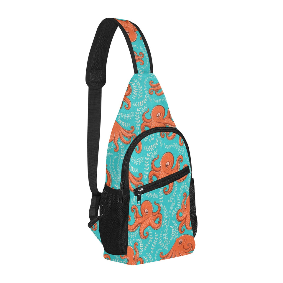 Octopus turquoise background All Over Print Chest Bag