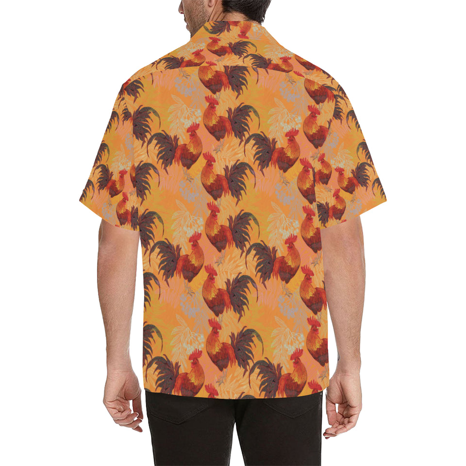 red rooster chicken cock pattern Men's All Over Print Hawaiian Shirt