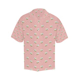 Cute hamster cheese pattern pink background Men's All Over Print Hawaiian Shirt