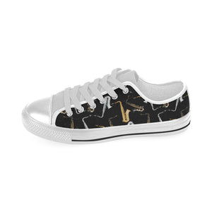 saxophone design pattern Men's Low Top Shoes White