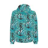 Anchor nautical green background Men's Padded Hooded Jacket