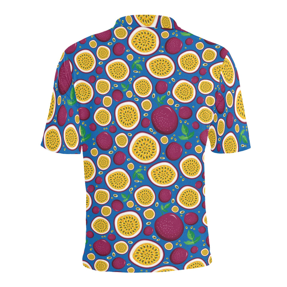 Passion fruit blue background Men's All Over Print Polo Shirt