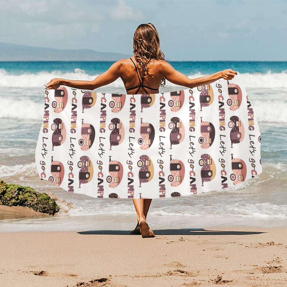 Camper Van Pattern Print Design 01 Beach Towel