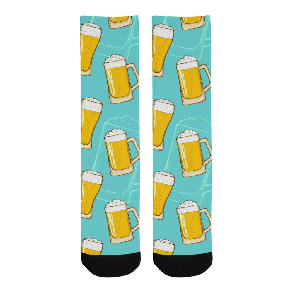 Beer pattern green background Crew Socks